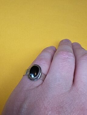 Vintage Silver Ring & Black Onyx Gemstone.    AS: 6.5-6.75